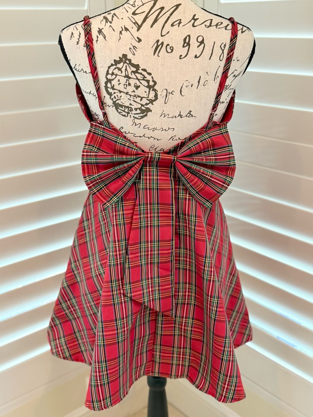 Altar’d State Red Plaid Bow Back Holiday Fit & Flare Dress Small EUC - Picture 2 of 12